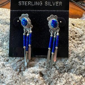 Turquoise & Silver Elegance: Timeless Native American Drop Earrings